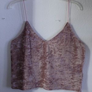 Light Pink Velvet Cami Crop Top